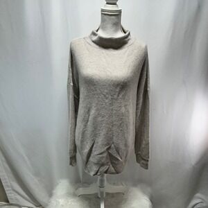 Tahari 100% 2 Ply‎ Cashmere Mock Neck Sweater Light Beige Women's XL